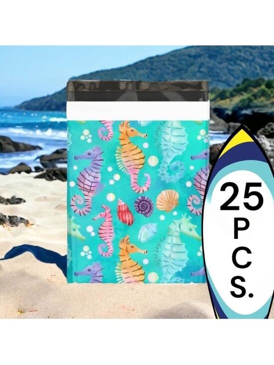 Accessories - 25 Seahorse and Shell Poly Mailers 10x13